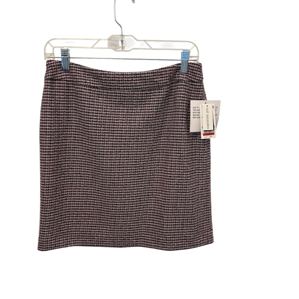 Macy's Pink and Black Houndstooth Mini Skirt